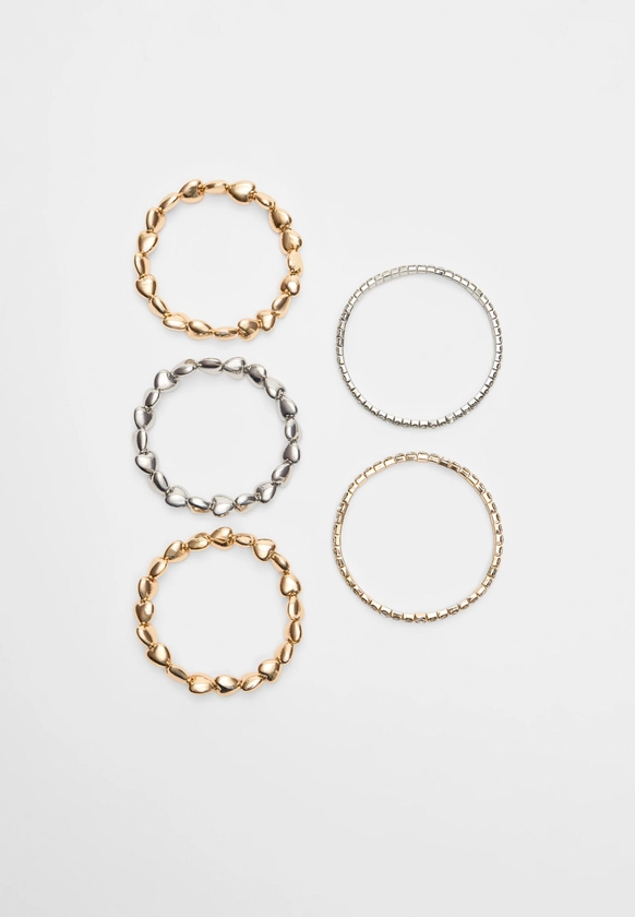 Lot de 5 bracelets cœurs - Bijoux femme | Stradivarius France