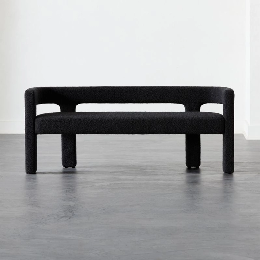 Stature 67" Black Boucle Bench + Reviews | CB2