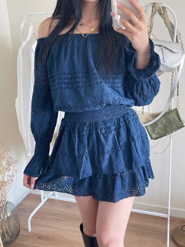 Jovane Embroidered Playsuit / Navy Blue