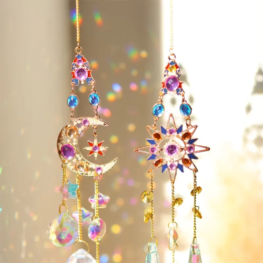 Moon Glass Prism Hanging Suncatcher - Temu