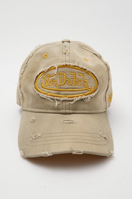 Von Dutch Dad Cap Embroidery Patch Destroyed Khaki