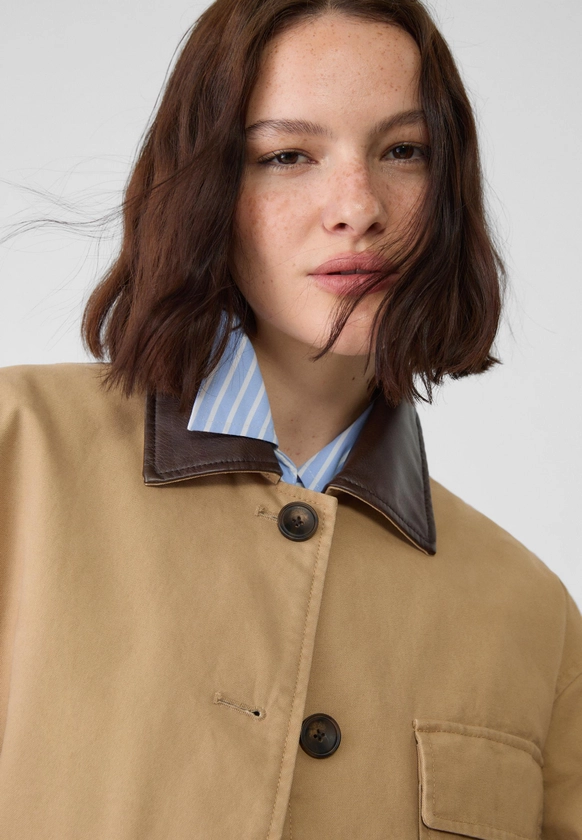 Jacket with pockets and a contrast collar - Women's Jackets | Stradivarius United Kingdom