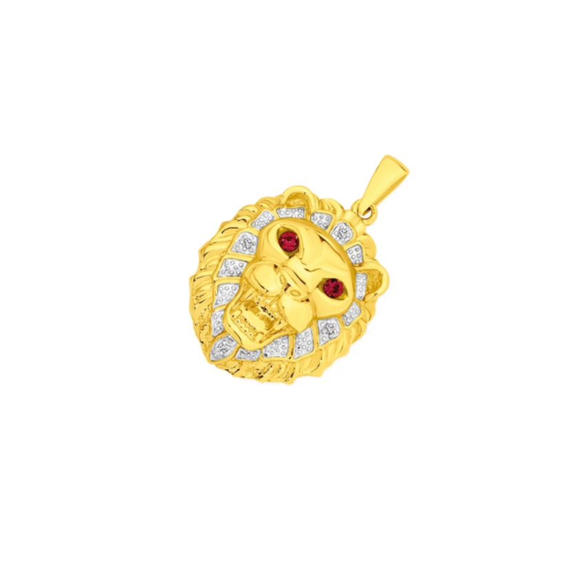 9ct Two Tone Gold Diamond & Created Ruby Pendant | Prouds