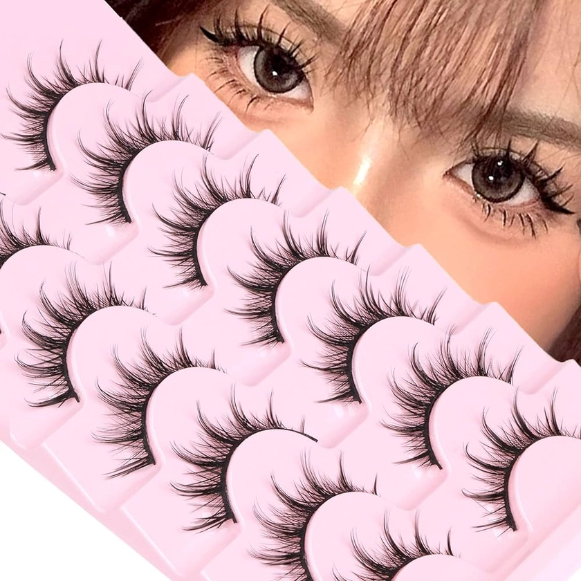 Manga Lashes Natural Look Anime Lashes Wispy Faux Mink False Eyelashes Fluffy Spiky 3D Volume Eye Lashes Korean Japanese Asian Cosplay Fake Eyelashes Look Like Individual Cluster by EYDEVRO(7 Pairs) : Amazon.co.uk: Beauty