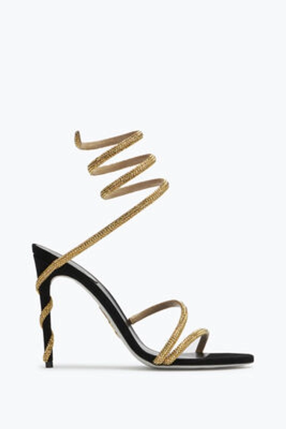 Jeweled Margot Snake Black Jewel Sandals 105 | Rene Caovilla®