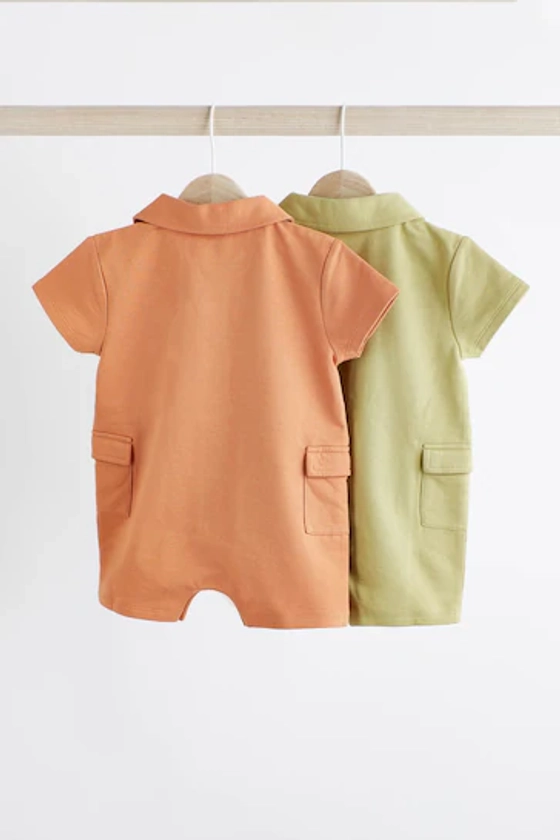 Buy Green/Orange Collar Jersey Rompers 2 Pack from the Next UK online shop