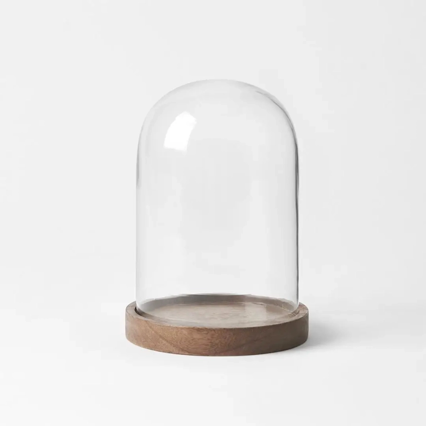Wood Base Glass Dome