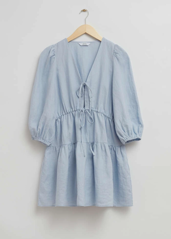 Tie-Front Mini Dress - Light Blue - & Other Stories NL