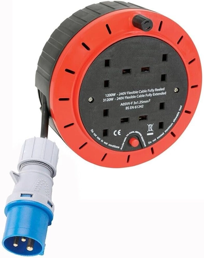 CAMPING TENT ELECTRIC MAINS HOOK UP REEL CARAVAN POWER CABLE 16A PLUG 10M: Amazon.co.uk: Electronics & Photo