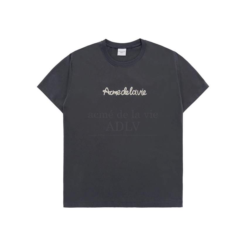 CHAIN EMBOSSING SCRIPT PRINTING SHORT SLEEVE T-SHIRT