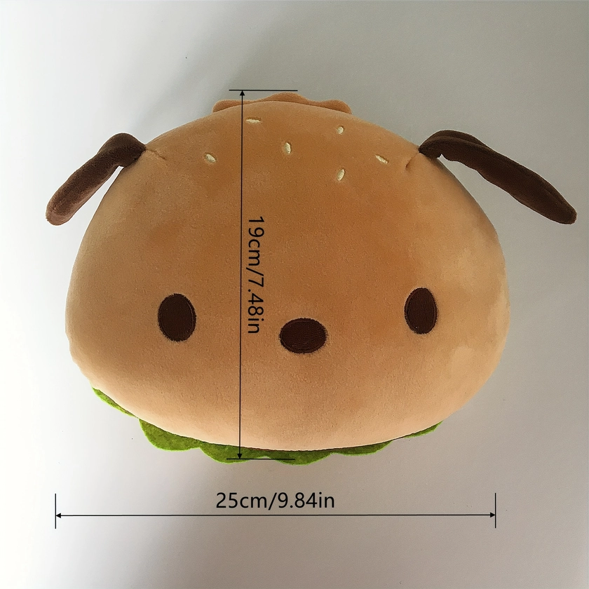 1pc Cartoon Cute Puppy Hamburger Pillow Plush Toy, Doll Cushion