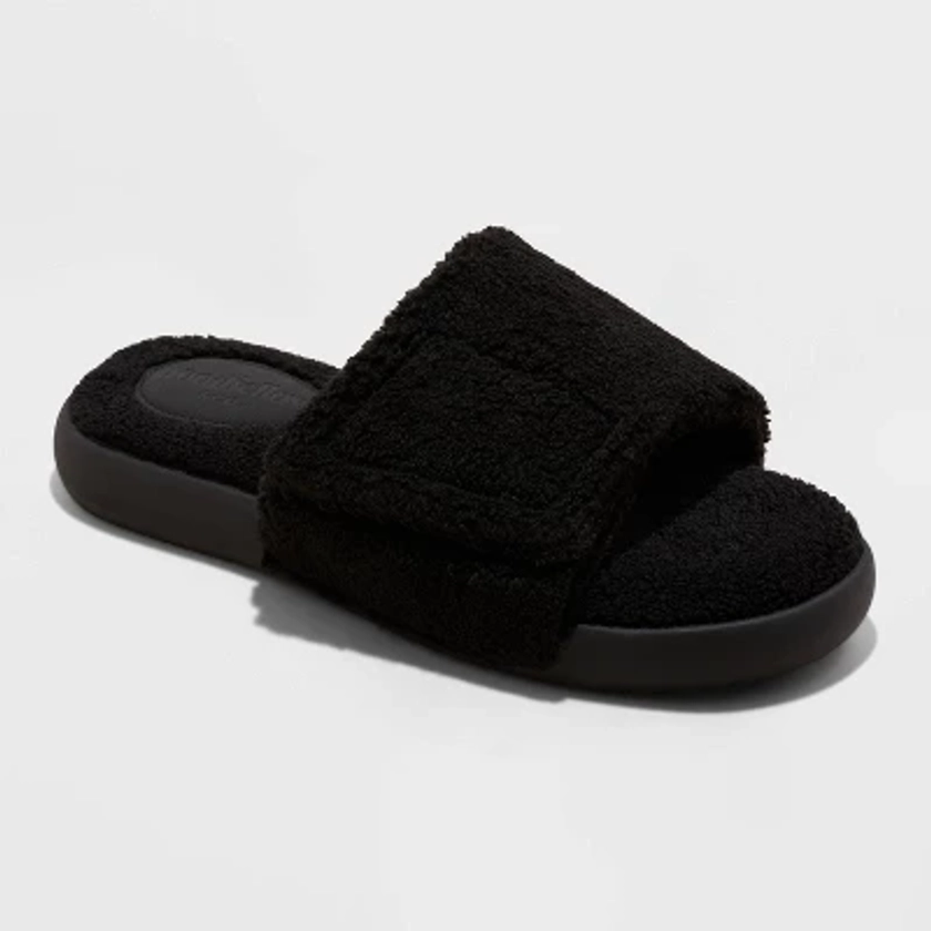 Men's Rodney Adjustable Slide Slippers - Goodfellow & Co™ Jet Black 8