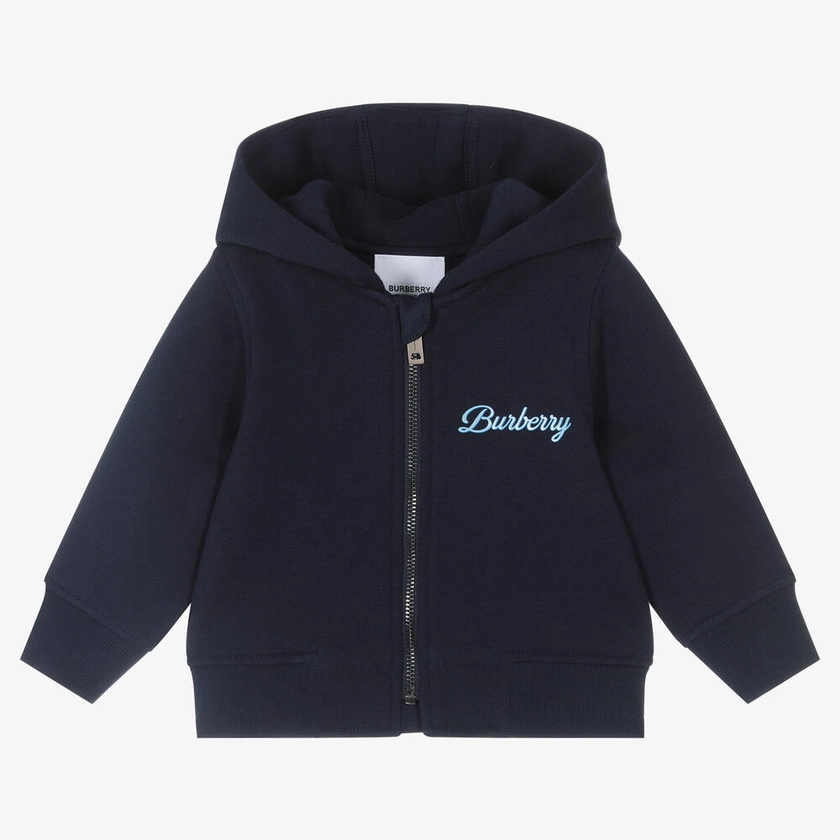Burberry Baby Boys Blue Logo Zip-Up Hoodie