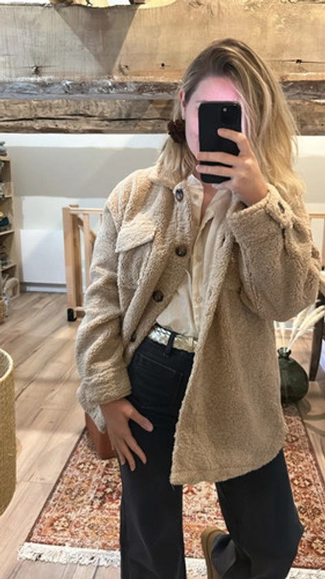 Manteau mouton taupe 🐑 | AUX PETITS BONHEURS