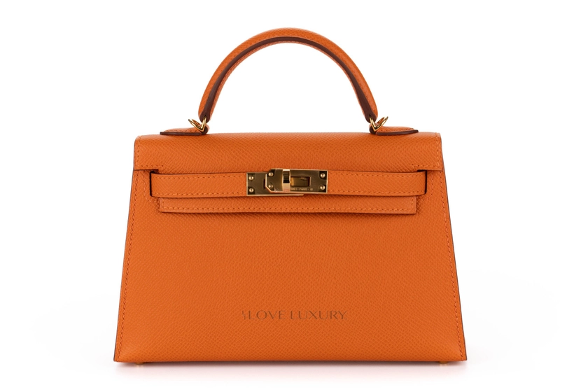 Hermès Mini Kelly Orange Epsom Gold Hardware - Luxury Shopping