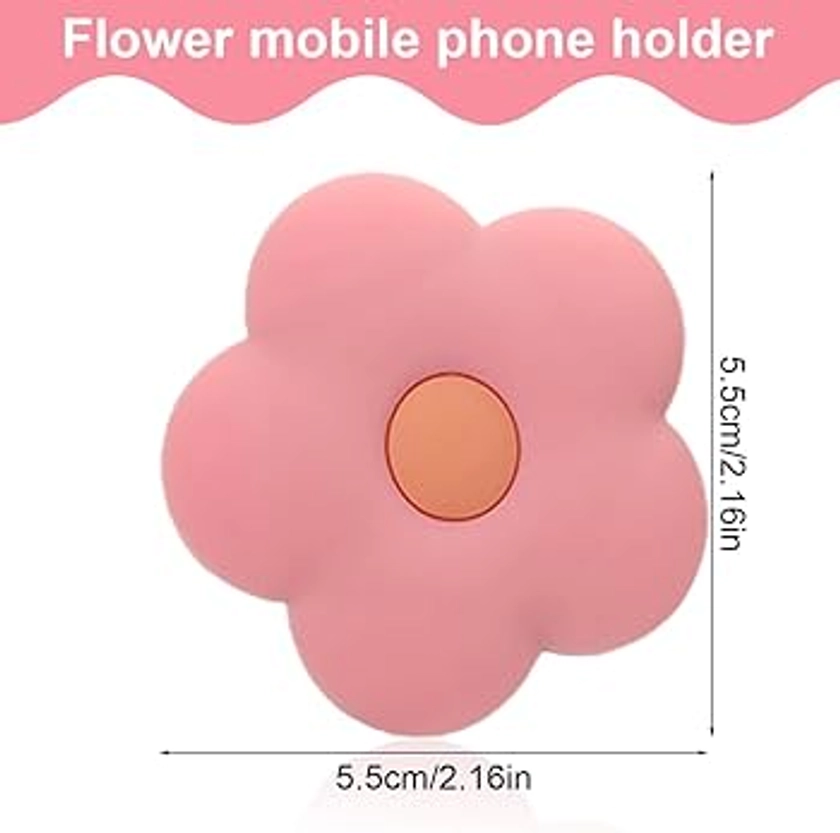 ZYBHMJE Pink Silicone Mobile Phone Grip Stand Cute 2d Flower Cell Phone Holder Collapsible Expandable Cell Phone Accessory For Smartphone Tablet Cell Phone Accessory