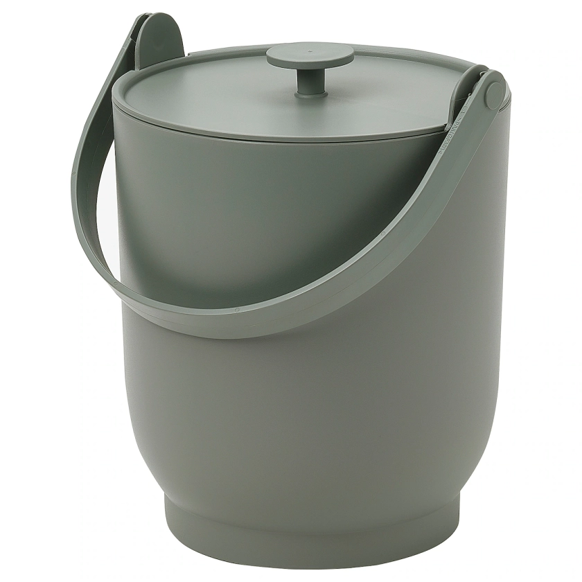FARMARKVAST Bin with lid for organic waste - gray-green 4 l (135 oz)