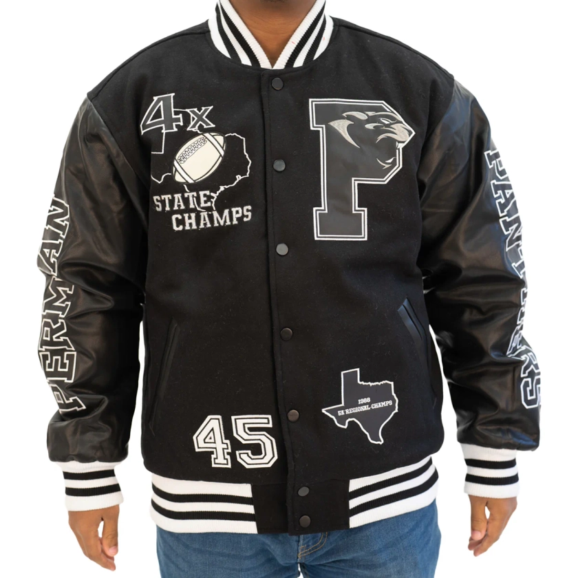 BOOBIE MILE PERMIAN VARSITY JACKET (BLACK/BLACK)