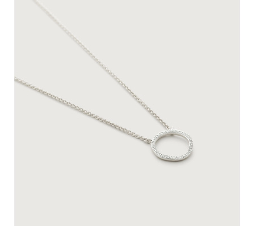 Riva Circle Diamond Necklace Adjustable 46cm/18' | Monica Vinader