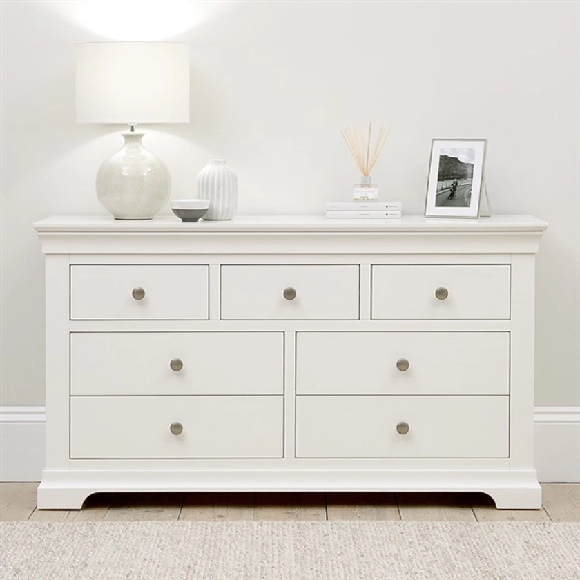 Chantilly Warm White 3 over 4 Drawer Chest - The Cotswold Company