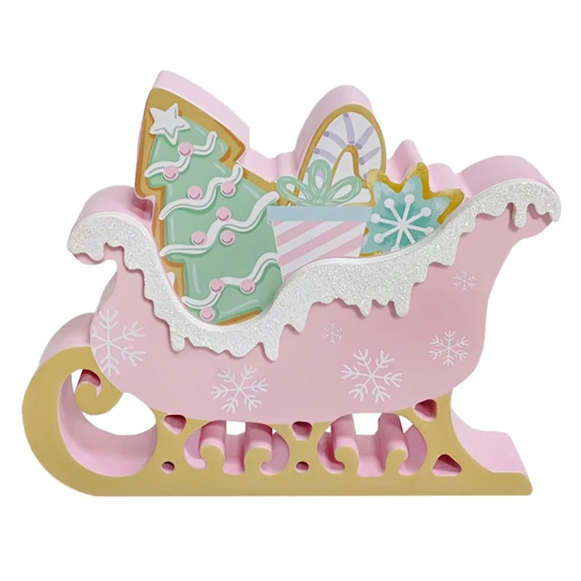 Mrs. Claus' Bakery Pink Sleigh Tabletop Decor, 7"