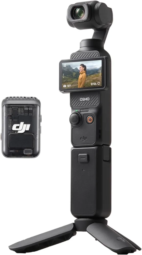 Bundle DJI Osmo Pocket 3 Créateur, Cam. Vlogging CMOS 1'' et Vidéo 4K/120 ips, Stabilisation à 3 axes, Suivi Facial/Objet, MAP rapide, avec Micro pour un Son net, Petite Cam. pour Photographie