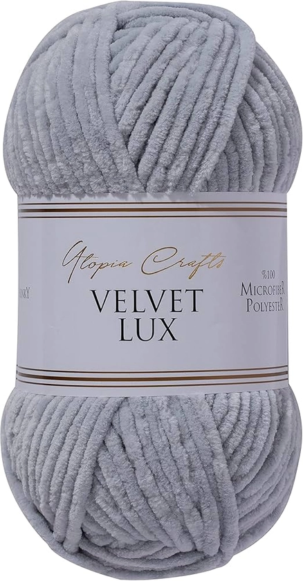 Utopia Crafts Velvet Lux Chenille Super Soft Chunky Yarn for Knitting and Crochet, 100g - 110m (Grey) : Amazon.co.uk: Home & Kitchen