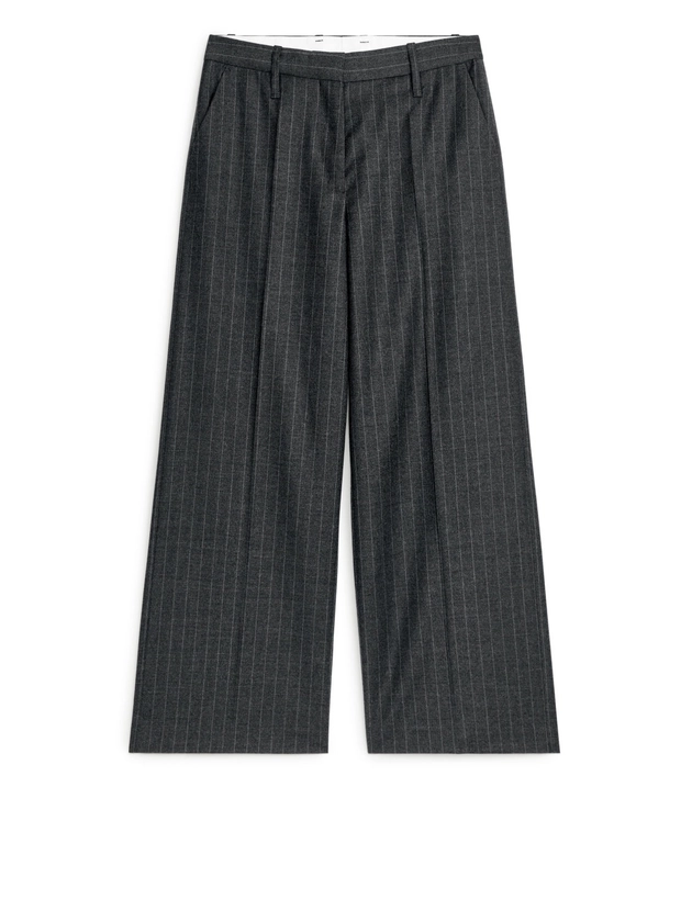 Low-Waist Flannel Trousers - Dark Grey - ARKET GB