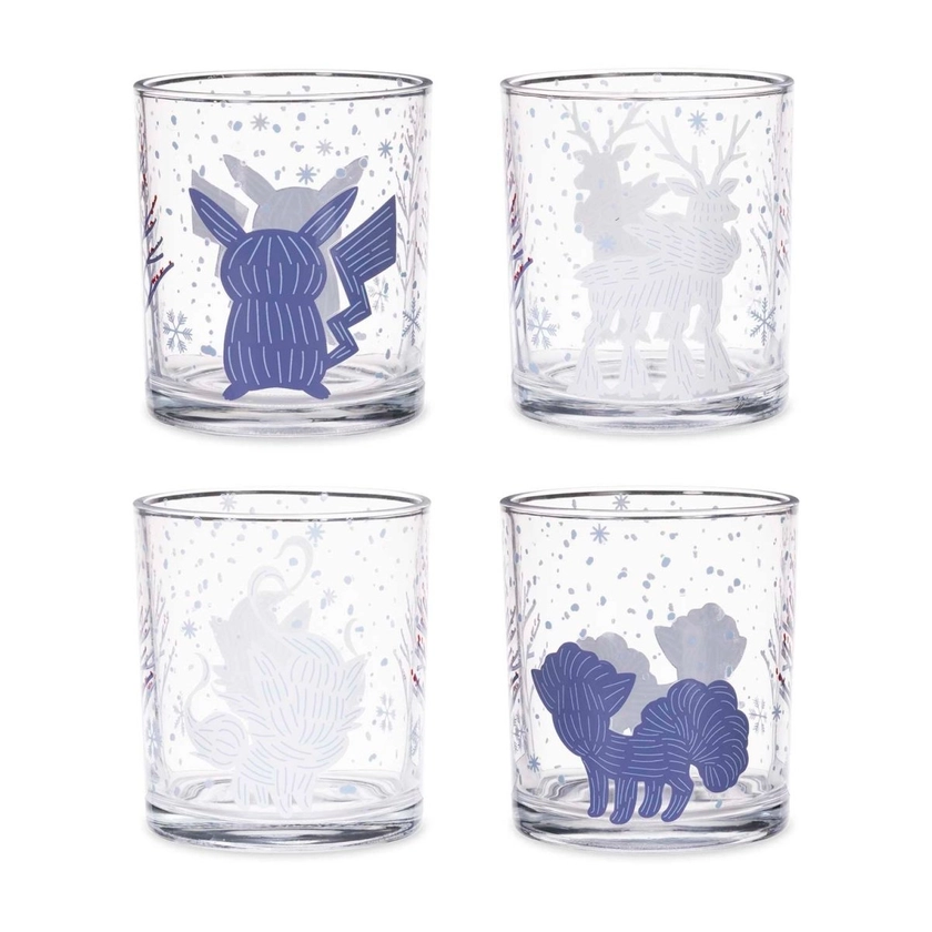 Pokémon Winter Woodland Blue & White Glass Tumblers (4-Pack)