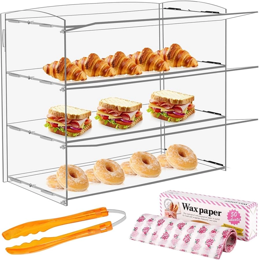 Acrylic Display Case Bakery Pastry Display Case Retail Display Counter Cases Acrylic Display Shelf Donut Cookie Display Cabinet Plastic Case