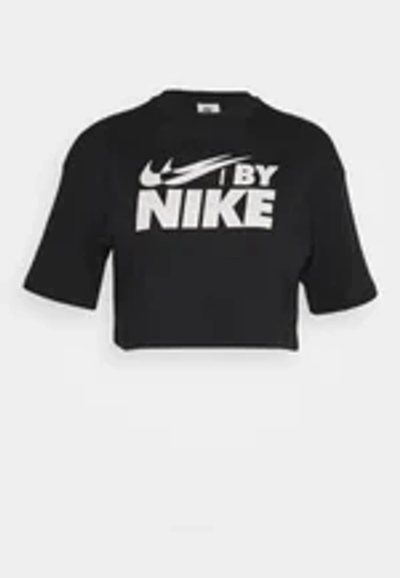 Nike Sportswear CROP TEE - T-shirt imprimé - black/(sail)/noir - ZALANDO.BE