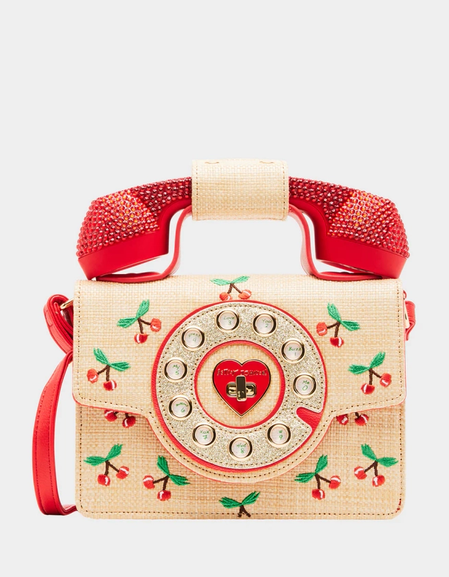 KITSCH CHERRY ON TOP PHONE BAG NATURAL