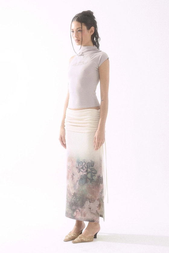 Two-Way Shirring Skirt Cream