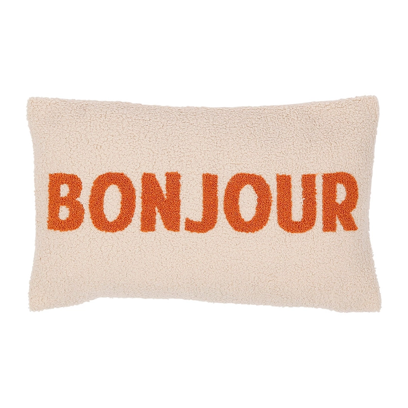 Housse de coussin en bouclettes ecru 50x30cm - Funny