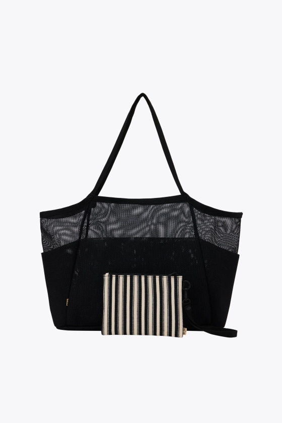 BÉIS 'The Mesh Beach Tote' in Black - Mesh Beach Bag & Beach Tote Bag in Black