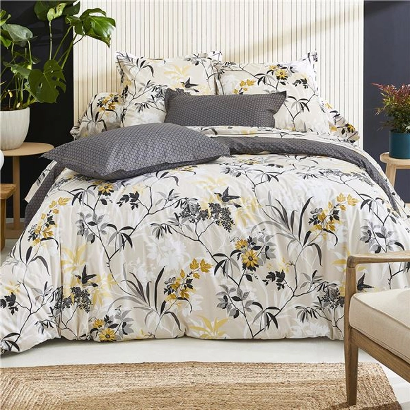 Linge de lit percale imprimé fleurs bleues - BECQUET CRÉATIO | Becquet