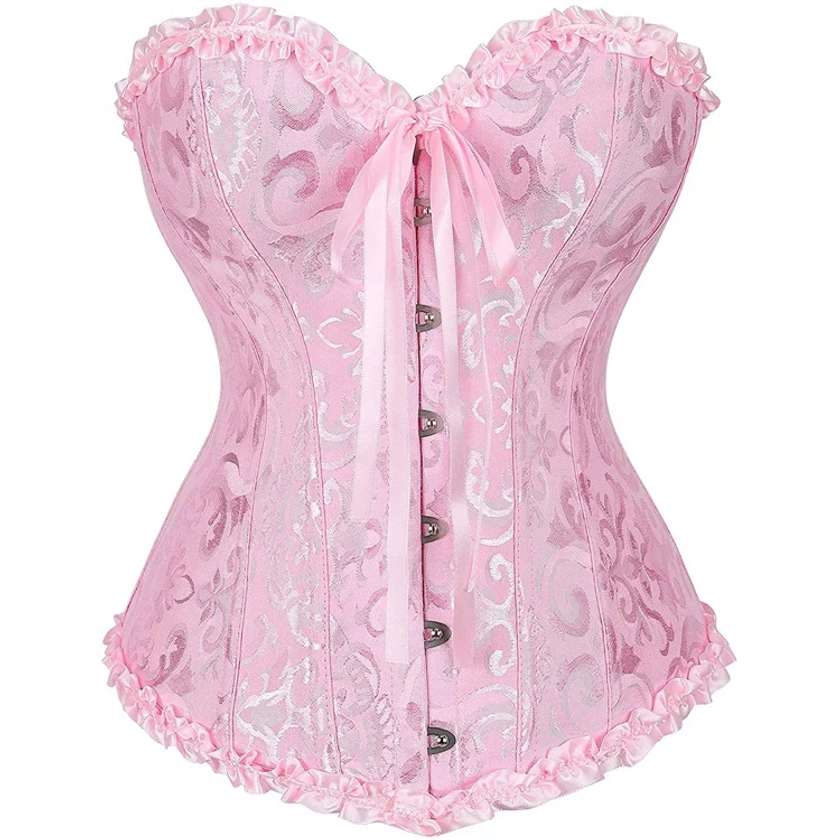 Womens Fashion Satin Classic Sweetheart Brocade Overbust Corset|Hiipps.com