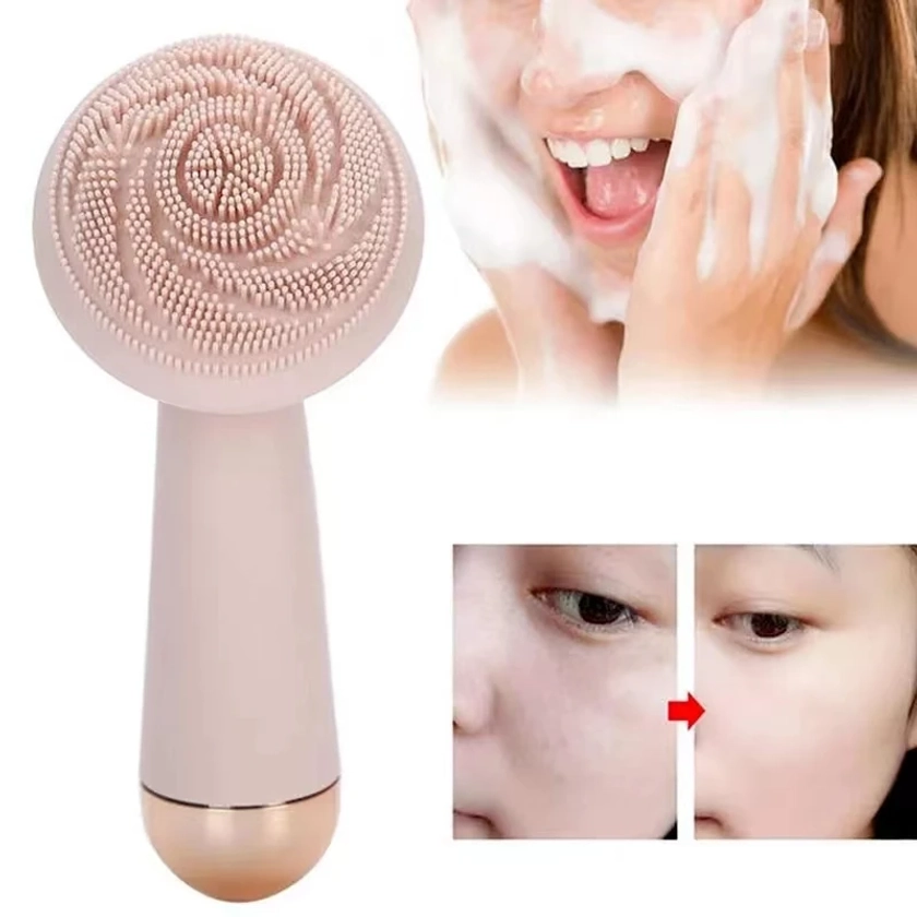 Rechargeable Facial Cleansing Brush Face Skin Care Tools Waterproof Silicone Electric Sonic Cleanser Facial Beauty Massager