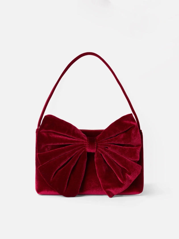 Burgundy velvet bag Nana with maxi bow