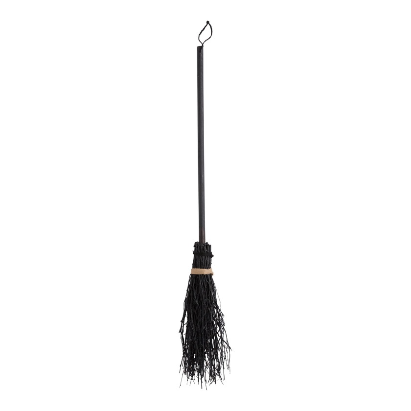 Black Wood and Natural Twig Witch's Broom Wall Decor - World Market