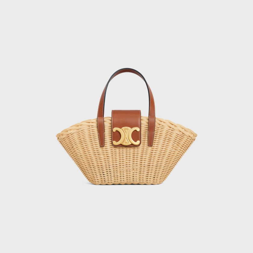 TEEN COUFFIN IN WICKER AND NATURAL CALFSKIN - NATURAL / TAN | CELINE