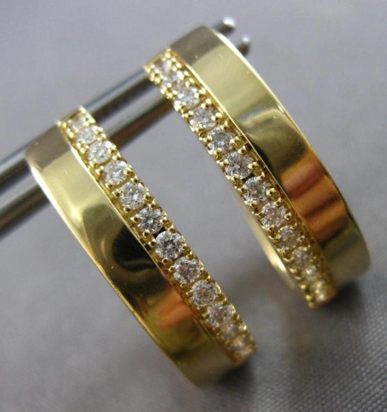 ESTATE .50CT DIAMOND 14KT YELLOW GOLD 3D CLASSIC OVAL HOOP EARRINGS #28150