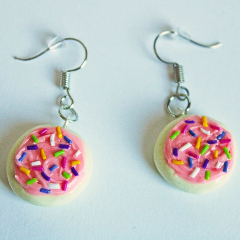 Frosted Sugar Cookie Earrings, Sugar Cookie Jewelry, Polymer Clay Earrings, Food Earrings, Food Jewelry, Cookie Earrings, Cookie Charm - Etsy