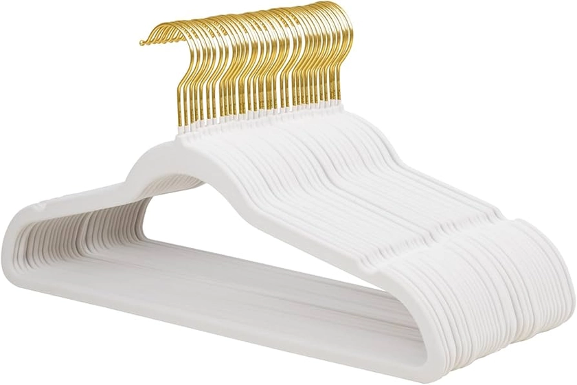 Amazon.com: ManGotree Velvet Hangers, Coat & Suite Hangers, No-Slip Felt Hangers, Ultra-Slim Space Saving Hangers, Sturdy Clothes Hangers, 360° Swivel Golden-Plated Hook, 36 Pack (White) : Home & Kitchen