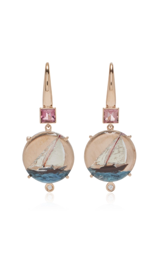 18k Rose Gold Diamond Iolite Wind Earrings By Francesca Villa | Moda Operandi