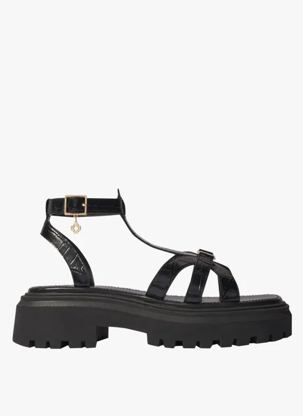 Sandales plates en cuir | Noir