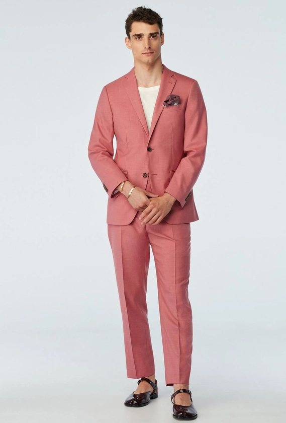 Men's Custom Suits - Stockport Wool Linen Dusty Rose Suit | INDOCHINO