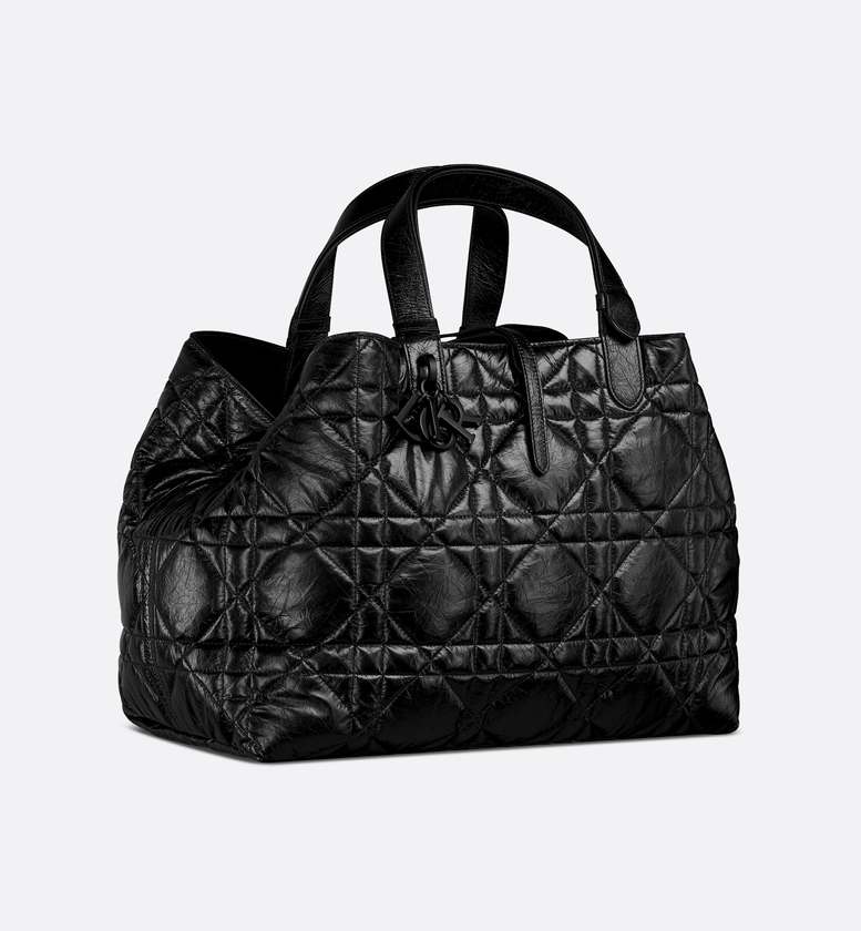 Sac Dior Toujours Large Cuir de veau craquelé Macrocannage noir | DIOR