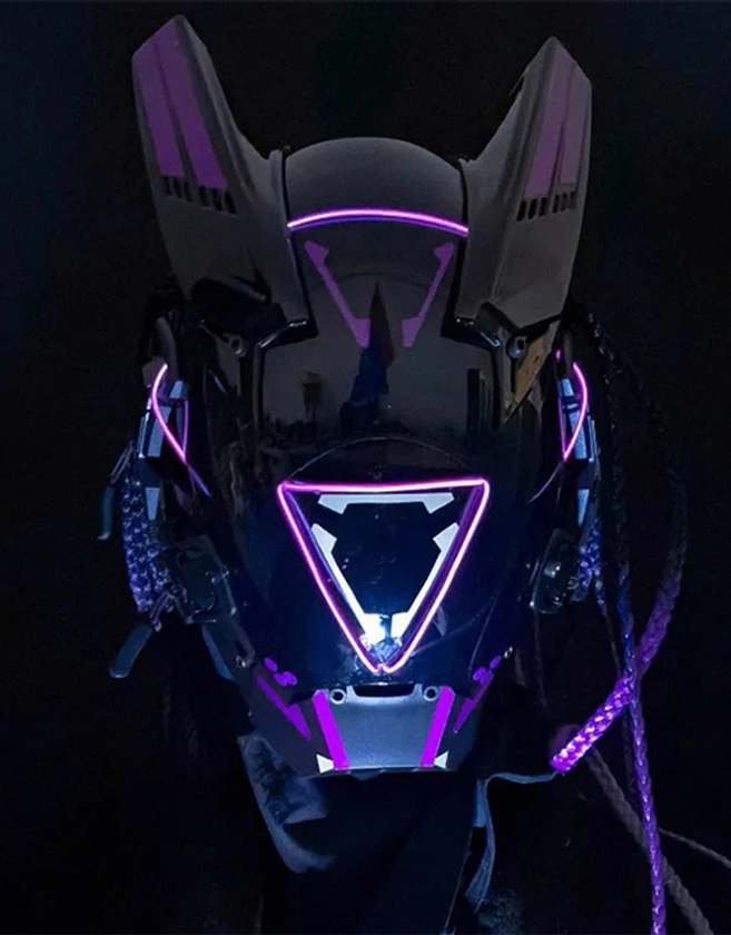 Cyberpunk angular glowing mask