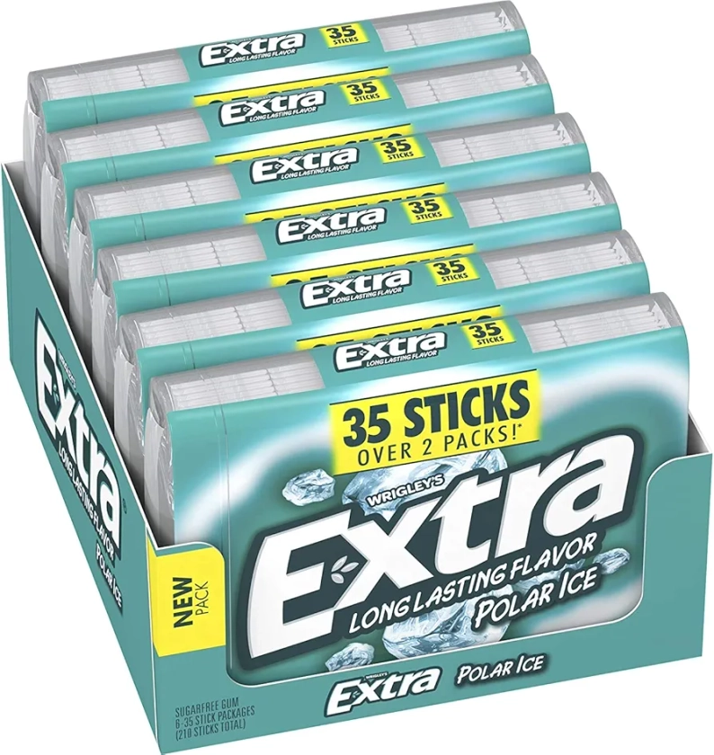 EXTRA Polar Ice Sugarfree Chewing Gum, 35-stick Packs, 1 Pack of 6